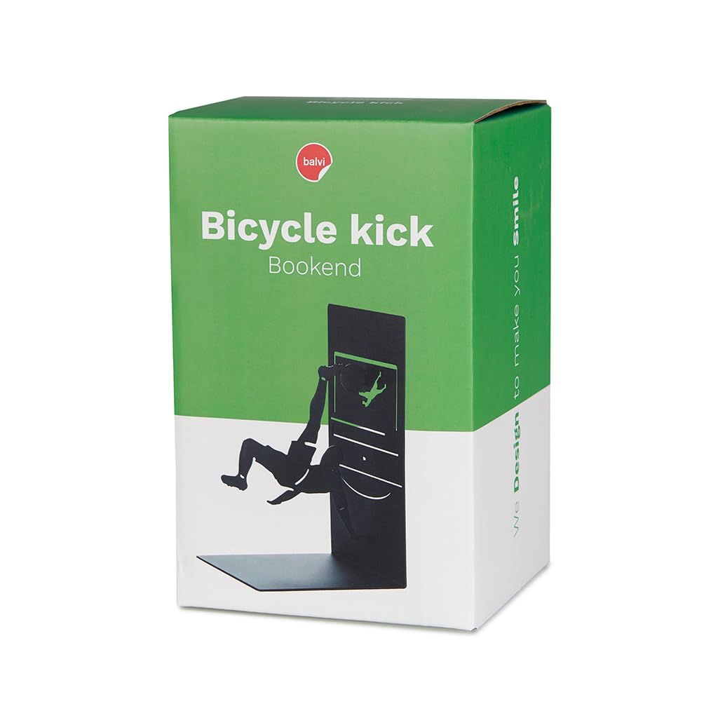 Balvi Sujetalibros Bicycle Kick Color Negro Soporte para Libros de estantería con Jugador de fútbol M