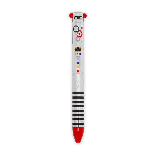 Legami - Bolígrafo bicolor, tinta negra y roja, Click&Clack, ideal para la escuela la oficina en casa, bicolor, 1 mm de diámetro de punta, tema Robot