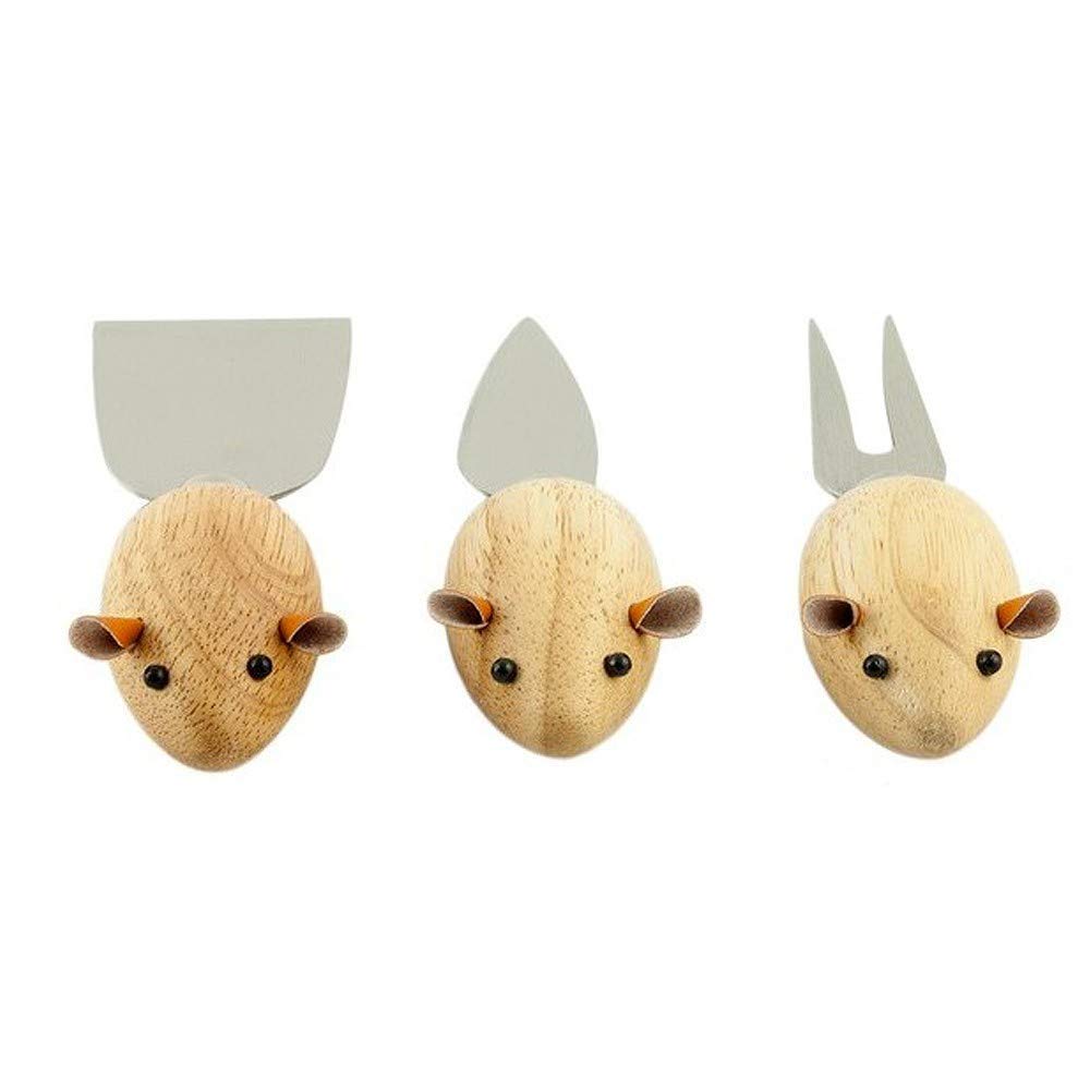 Kikkerland 2454140031 - Set de 3 Cuchillos para Queso Mouse