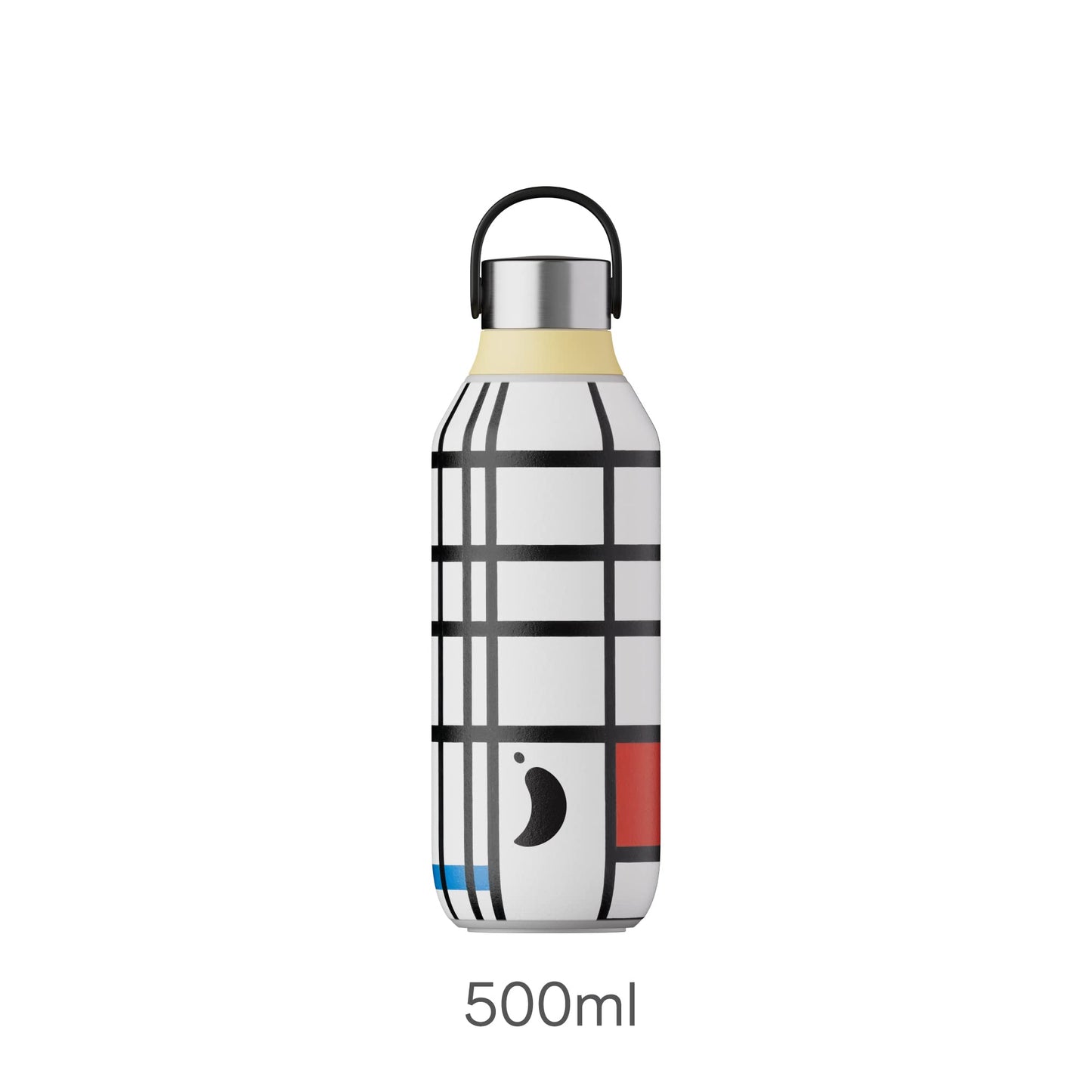 Chilly's Bottle Serie 2 - Botellas térmicas de Acero Inoxidable con gollete Suave y asa - Tate - Piet Mondrian, 500ml