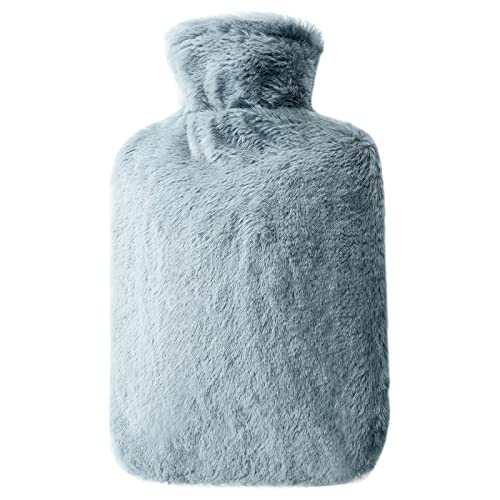 URBZUE Bolsa de Agua Caliente 2L, Botellas de Agua Caliente con Suave Felpa Funda, Natural Goma Botellas, Hot Water Bottle, Agua Bolsa Agua Caliente para Alivio del Dolor, Raynaud, Ideas de Regalo