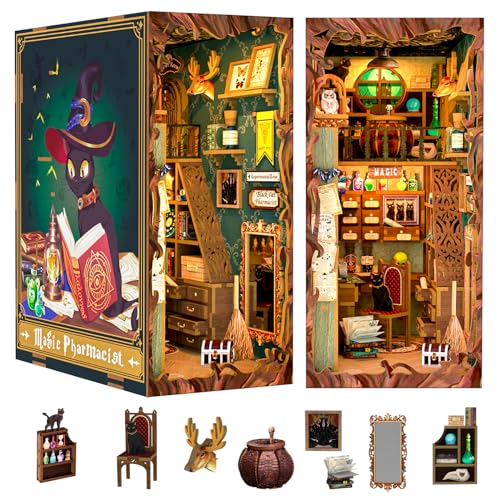 Cutefun Book Nook Kit - Casa de Muñecas - DIY Miniatura de Madera Kits con Muebles y Luces LED(SZ05)