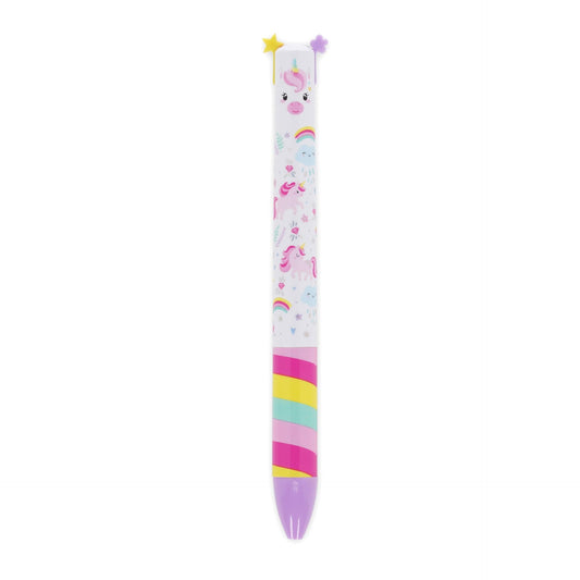 Legami - Bolígrafo Click&Clack Bicolor, Tinta Violeta y Rosa, Bolígrafo Click&Clack, Ideal para la Escuela Oficina Casa, Bicolor, 1 mm de diámetro de punta, Tema Unicorn