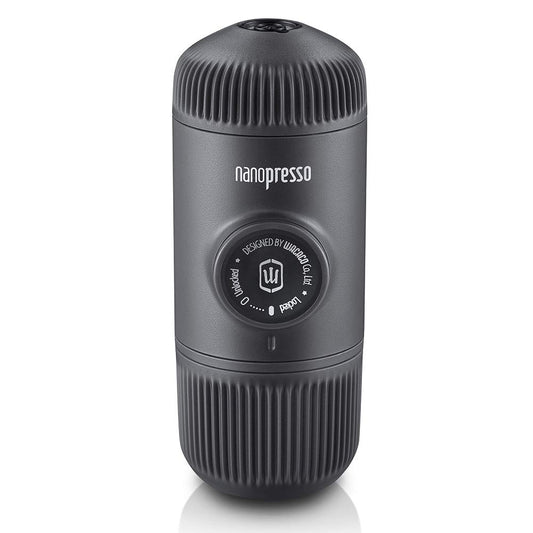 WACACO Nanopresso Cafetera Espresso Portátil, Versión Mejorada de Minipresso, 18 Bar de Presión, Cafetera de Viaje, Operada Manualmente, Mini Máquina de Café para Camping, Gris