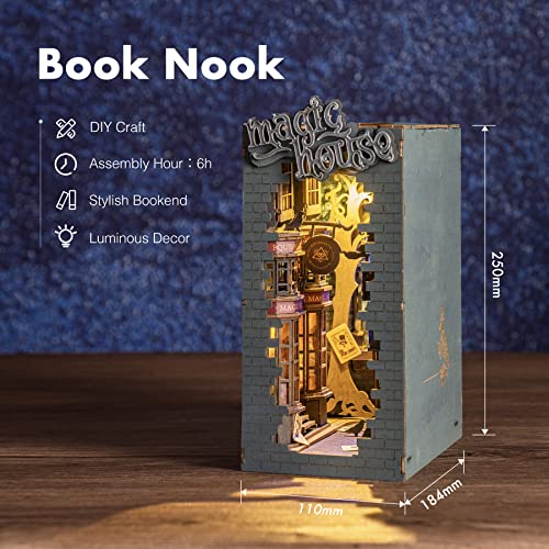 Rolife Book Nook Kit Puzzle 3D Madera Rompecabezas DIY Rincón de Libros Book Nook para Estantería Sujetalibros Decoración con Muebles y Accesorios, Magic House