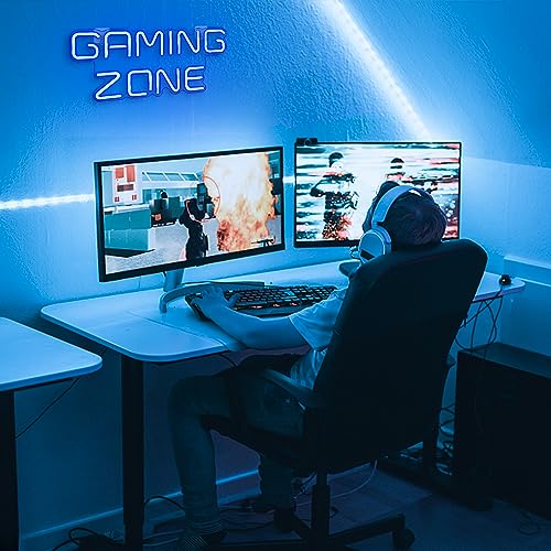 Cartel LED Zona Gamer – Azul neón para el rincón del vicio
