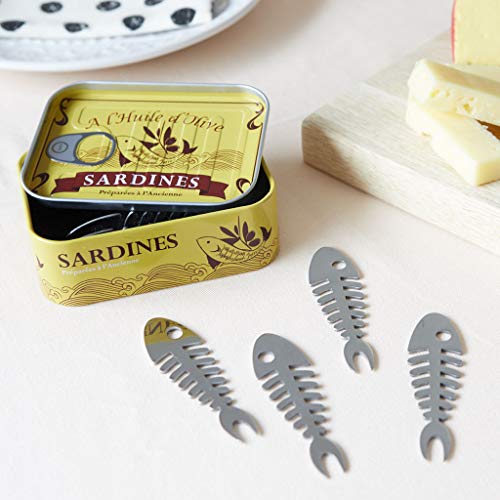 Balvi - Sardines Set de 6 Tenedores para Aperitivo en Forma de raspa de sardina y presentado en una l