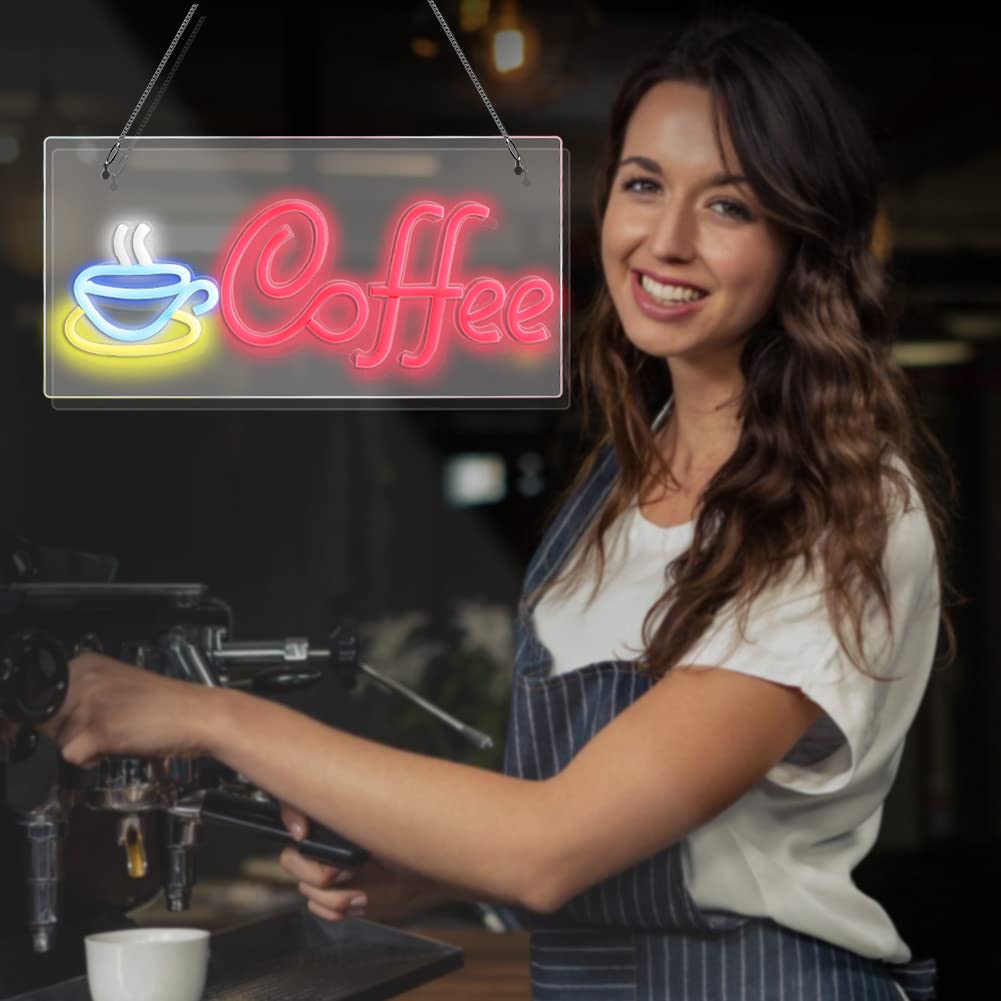 Kamanan Coffee Neon Sign, Neon Sign Coffee LED Schild LED Schriftzug Kaffee Leuchtreklame Letras LED Neon Schild Cafe Neonlicht für Küche Wanddekoration Hochzeit Geburtstag