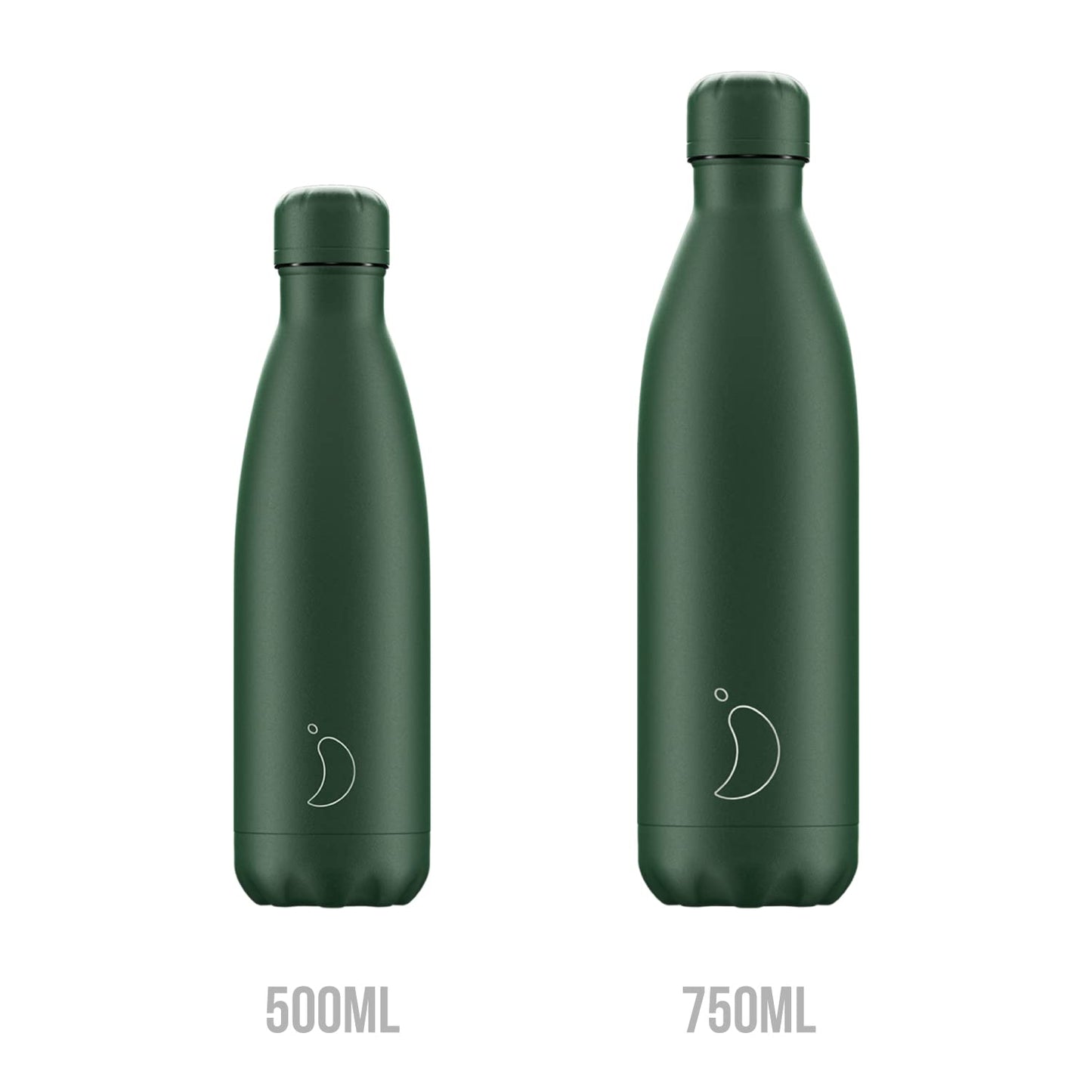 Chilly's Botella de Aqua - Acero Inoxidable y Reutilizable - Prueba de Fugas, Libre de transpiración - Matte - All Green - 750ml