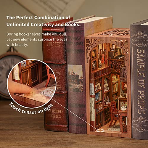 CUTEBEE DIY Book Nook Kit - Casa de muñecas en Miniatura de Madera con Muebles y Luces LED, Decoración de inserción de estantería Creativa,The Secret Rhythm