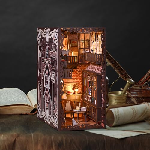 Cuteefun DIY Book Nook Kit, Mini Casa de Muñecas DIY, Estanterías, Libro de Madera Nook Juego para Adultos, Hacer su Propio Modelo de Casa de Artesanía (Lugar Secreto)