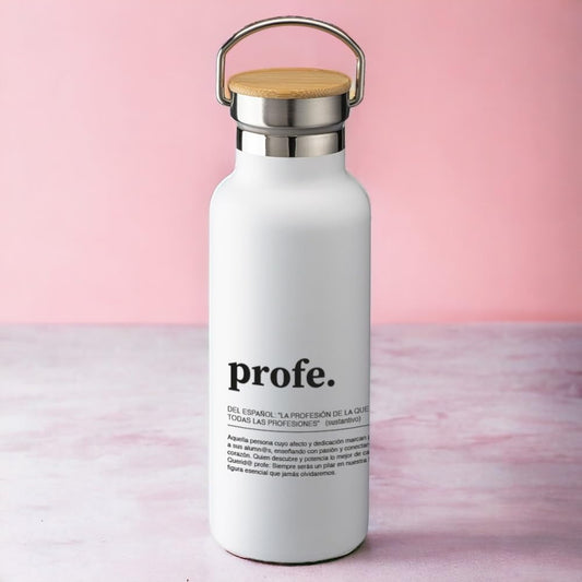 Para profes que dejan huella – Botella de acero con tapón de madera