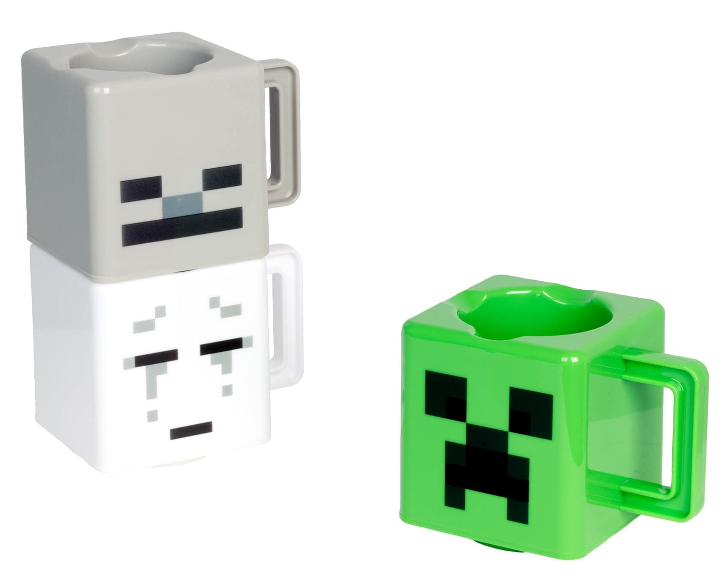 Paladone Tazas apilables Minecraft - Producto oficial, diseños Creeper, Skeleton y Ghast, regalo para gamers de Minecraft y niños, set de 3 (250ml)