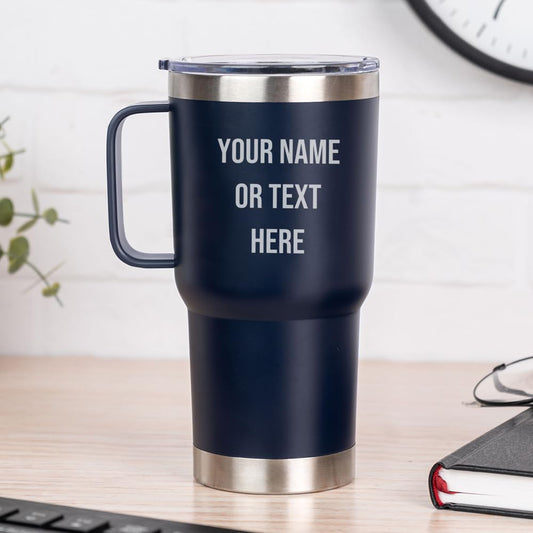 Wanapix | Taza Térmica Personalizada de Doble Capa | Capacidad 600 ml | Color Azul | Conserva Frío y Calor durante Horas | Grabado con Nombres o Textos | Regalo Original | 100% Personalizado