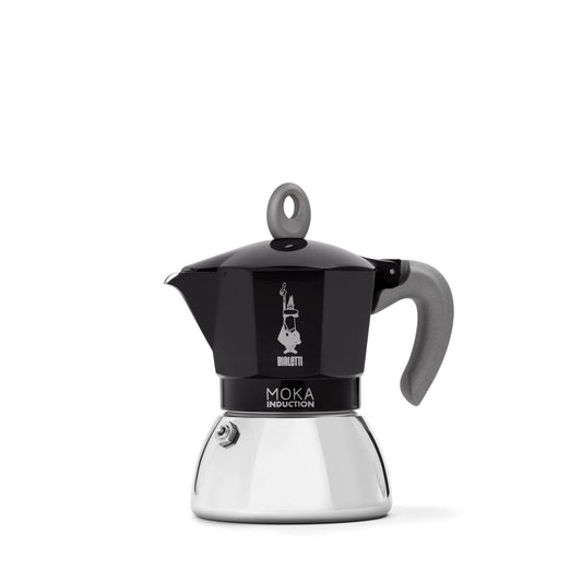 Bialetti - Moka induction, olla para moka, adecuada para todo tipo de cocinas, 4 tazas de espresso (150 ml), negra