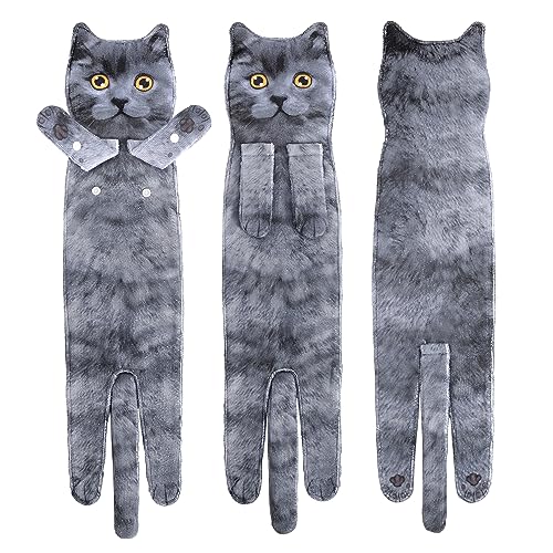 Divertidos Gatos Toalla de Mano-Decoración Gato Toalla Colgantes para Baño Trapos de Cocina-Animal Absorbente suave Toallas-regalos Graciosos Para Originales Mujer Amantes de Los Gatos-Corto Azul