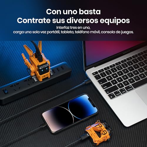 Cargador robot 65W – Diseño sci-fi con triple conexión y carga rápida