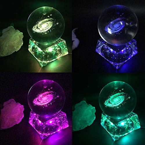 Galaxia en cristal – Luz nocturna con universo dentro