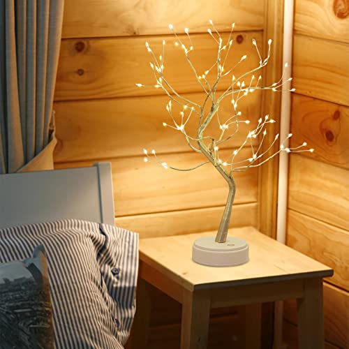 Kinamy Arbol LED Decorativo, Lámpara de Mesita de Decoración con 108 Luces, Alambre de Cobre Ajustable, Decoración del Hogar, Navidad, Crea un Ambiente Romántico y Cálido