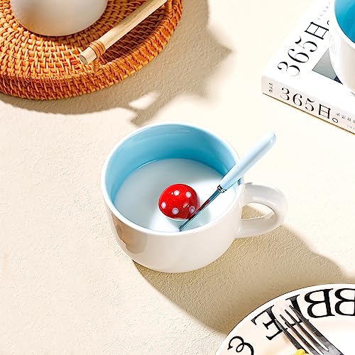 Bonita taza de café, tazas de cerámica de té de leche de hongos kawaii, taza de mañana de animales 3D, regalos de cumpleaños para mujeres, ella, hombres, mamá, niñas, chocolate caliente, bebida,