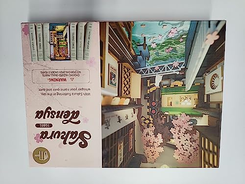 ROWOOD Book Nook Kits Sakura Densya, Puzzle 3D de Madera para Adultos, Sala de Miniaturas de Bricolaje con Muebles