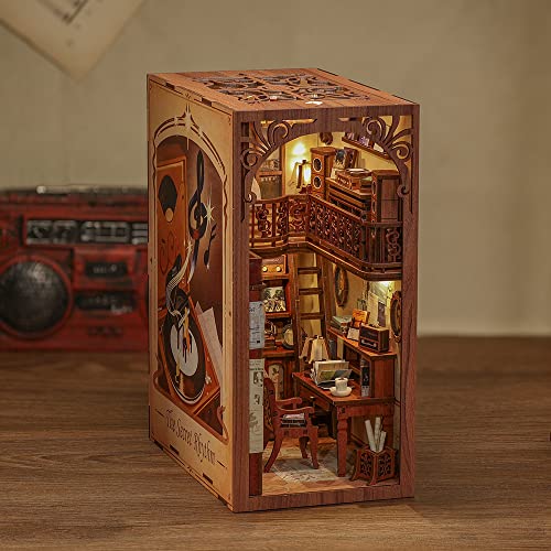 CUTEBEE DIY Book Nook Kit - Casa de muñecas en Miniatura de Madera con Muebles y Luces LED, Decoración de inserción de estantería Creativa,The Secret Rhythm