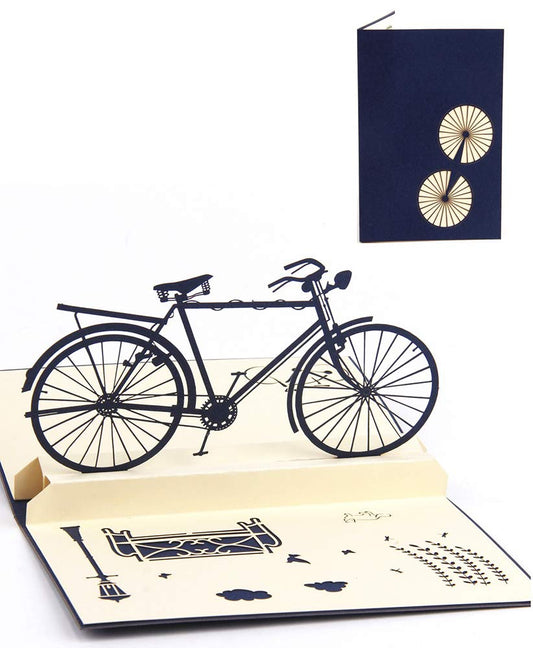 A dos ruedas – Tarjeta 3D con bicicleta vintage