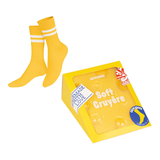 EAT MY SOCKS - Calcetines Originales y Divertidos - Diseño con Forma de Queso Gruyère - Calcetines Longitud Media - Comodidad y Durabilidad - Ideal para Hombre y Mujer - Talla de 36 a 45-1 Par