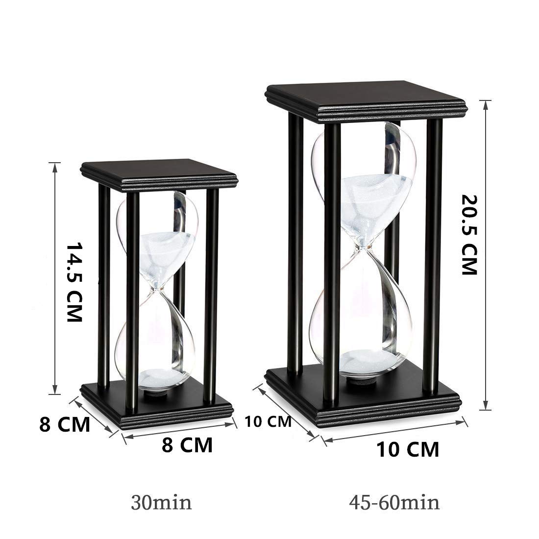 Reloj de arena decorativo – 30 minutos de calma en cristal y madera