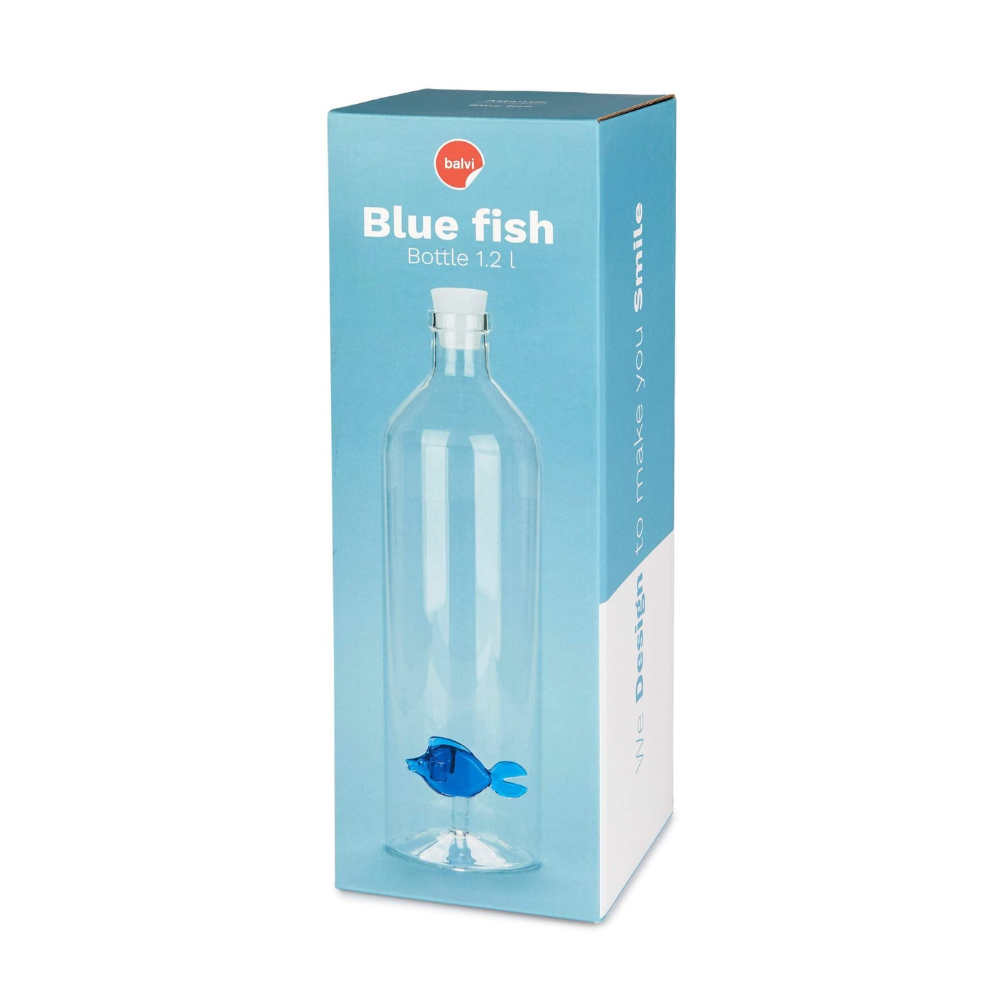 Balvi Botella Atlantis Blue Fish con Figura en Forma de pez Azul de Vidrio en el Interior Borosilicat