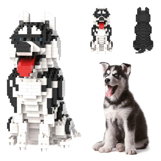 Mini Husky en piezas – Figura de bloques para montar y decorar
