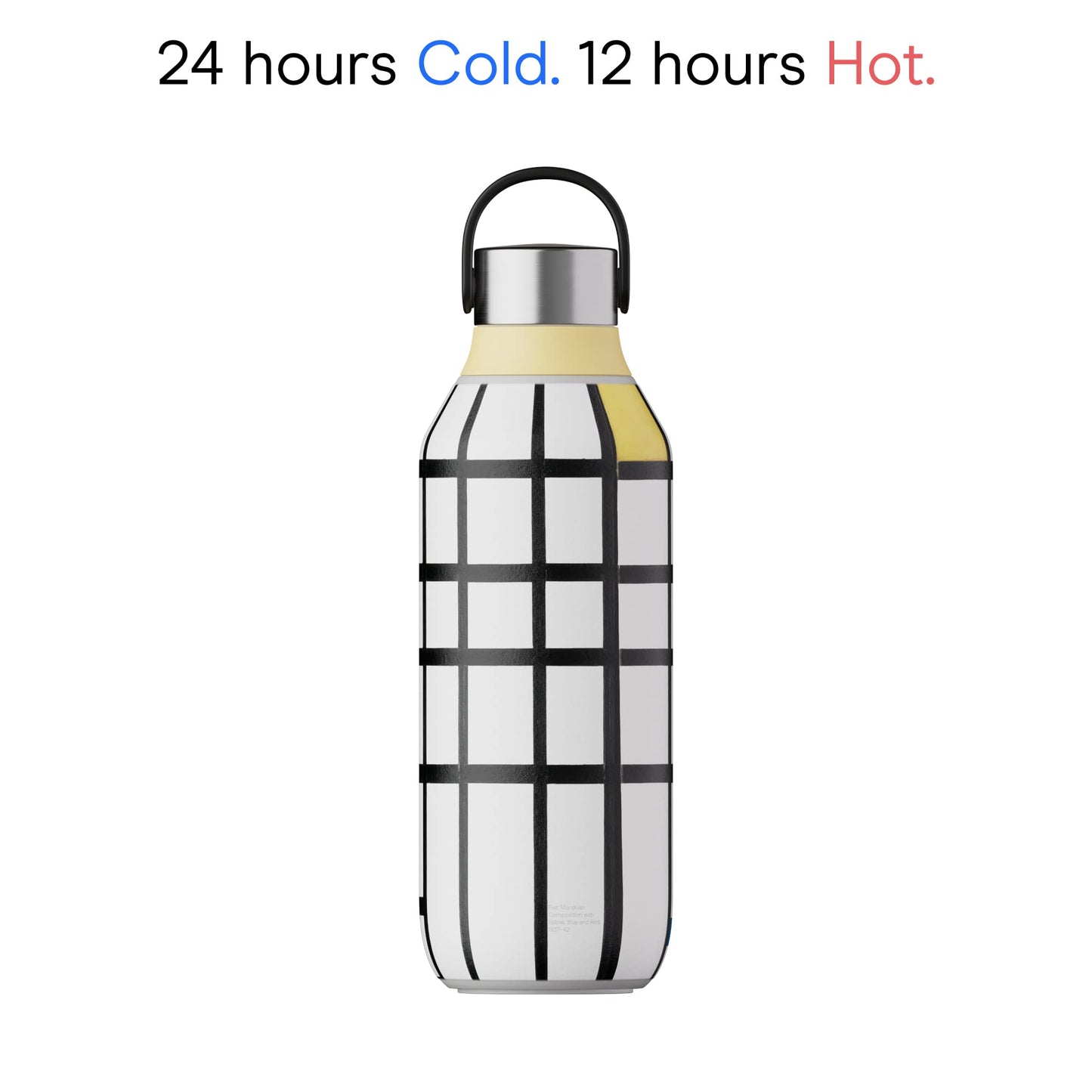 Chilly's Bottle Serie 2 - Botellas térmicas de Acero Inoxidable con gollete Suave y asa - Tate - Piet Mondrian, 500ml