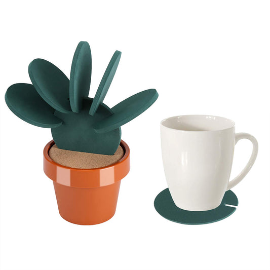 Ouitble Juego Posavasos Cactus, Alfombrilla para Taza De Cerveza Posavasos De Cactus DIY con Soporte De Aislamiento Térmico Posavasos para Decoración del Hogar y la Oficina