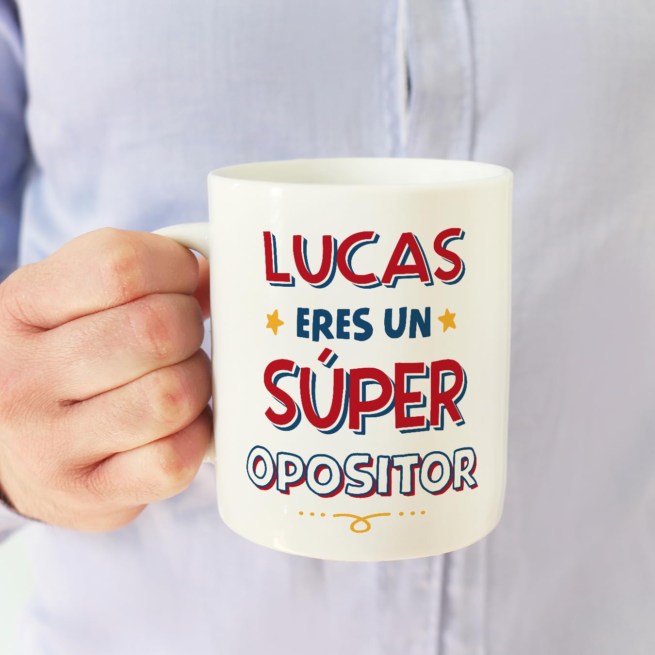 MUGFFINS Tazas Personalizadas para OPOSITOR hombre - En Español - Eres Súper - 11 oz / 330 ml - Regalo Personalizable original y divertido