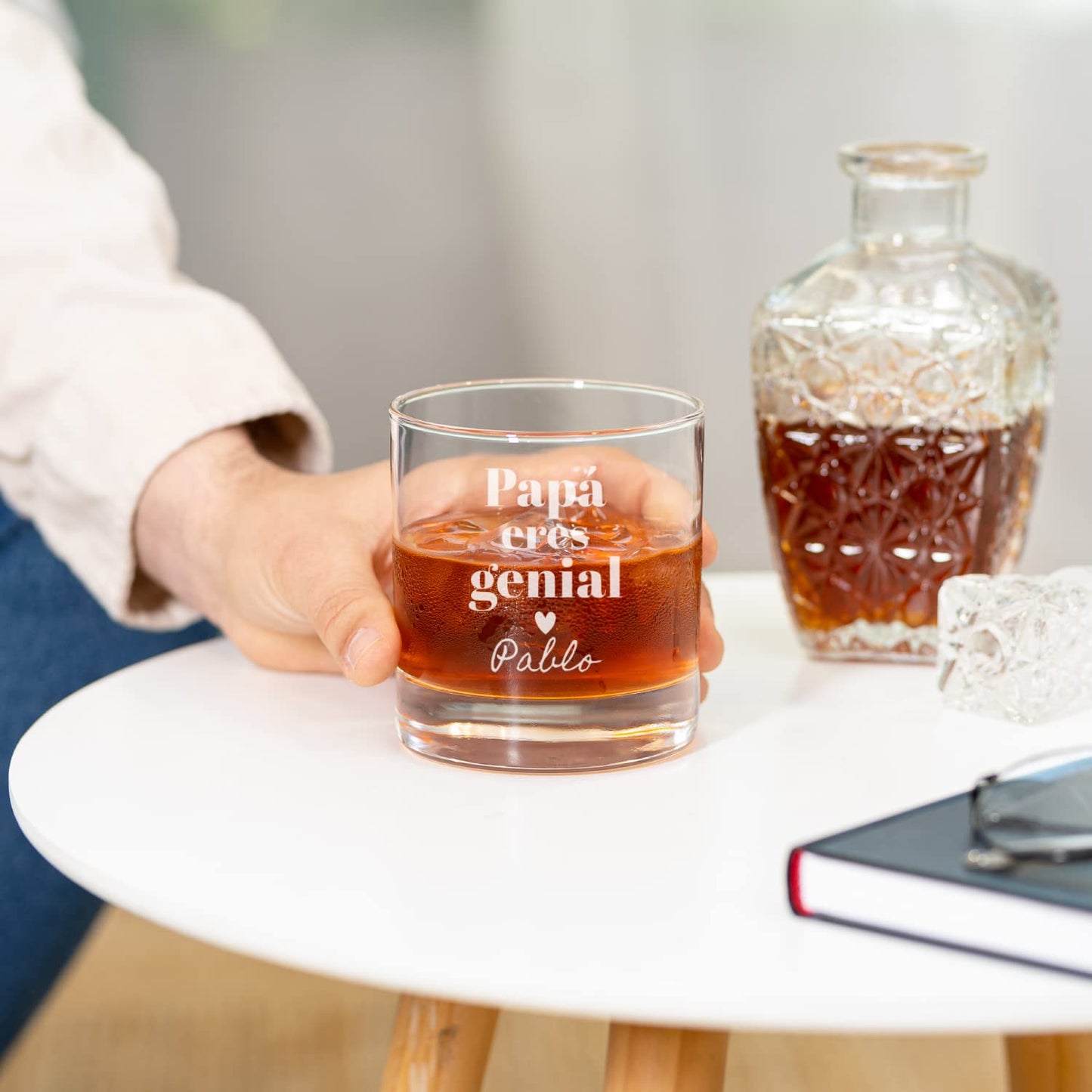 Wanapix | Vaso de Whisky Personalizado con Nombre | Vaso Cristal Grabado | Regalo Dia del Padre | 38 cl | Apto para Lavavajillas | Papa genial