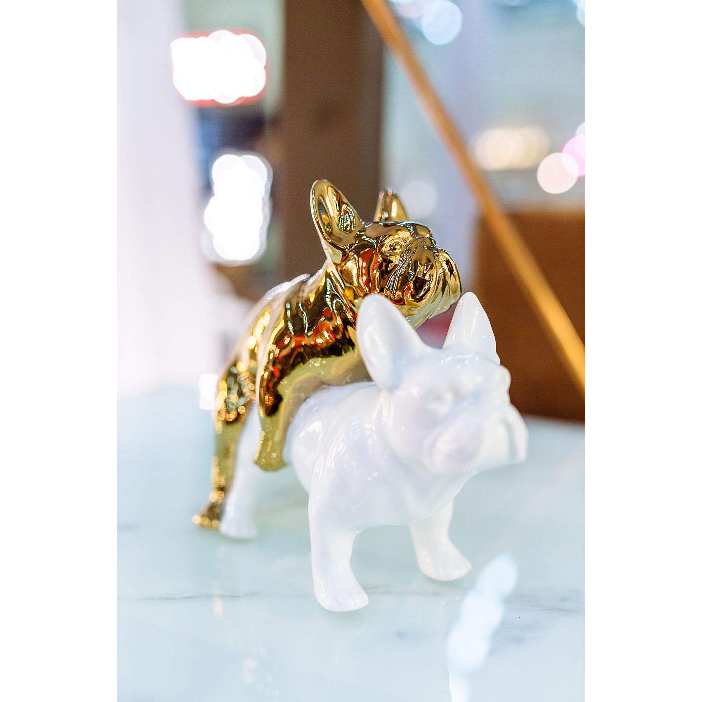 Kare Design Deko Figura Decorativa, Love Dogs, Cerámica y Porcelana, Oro, 17.2x19.5x10.8cm