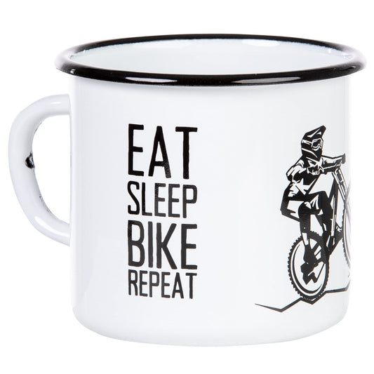 Eat. Sleep. Bike. Repeat. – Taza esmaltada MTB