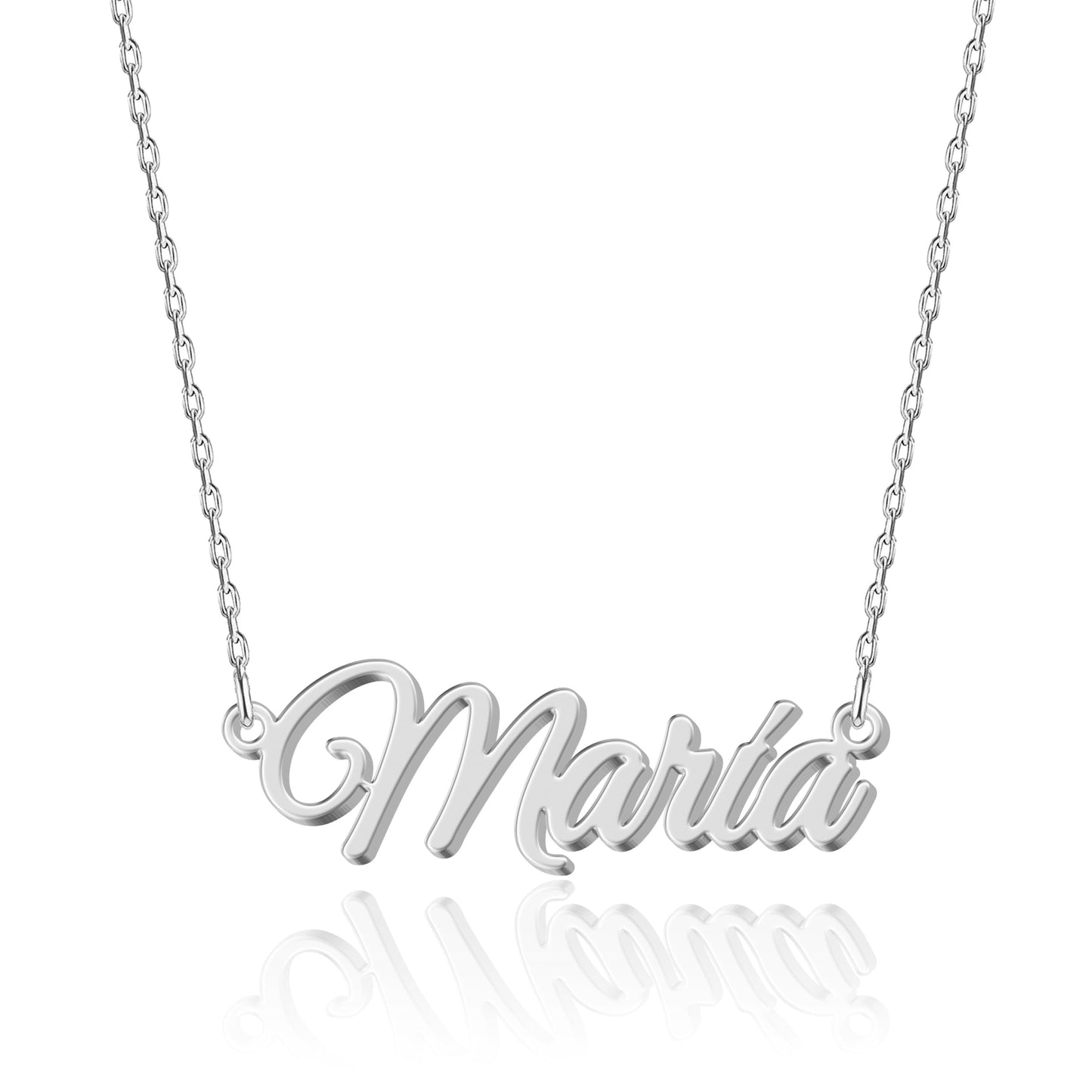 UMAGICBOX Collar de Plata Personalizado con Nombre María - Colgante de Acero Inoxidable Grabado a Medida para Mujeres - Regalo para Cumpleaños, Aniversarios, Graduaciones y Día de San Valentín