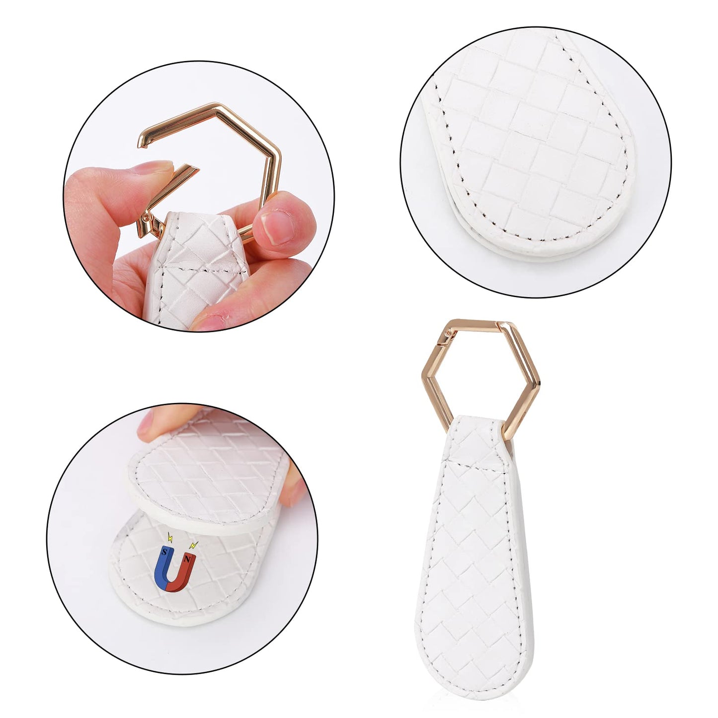 Clip magnético para sombrero para viajes, bolso de mano, clips de sombrero, clip portátil para viajes al aire libre (blanco)