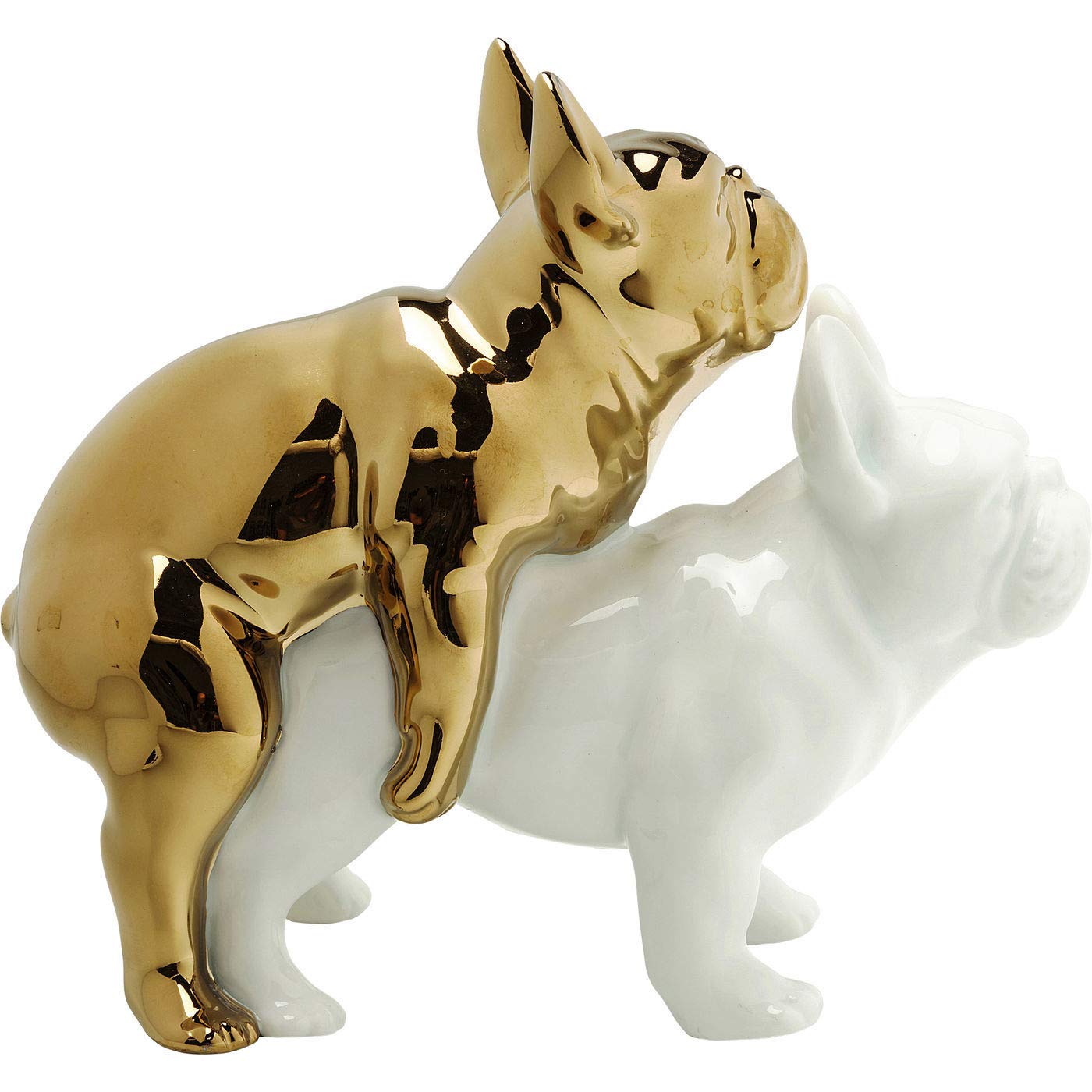 Kare Design Deko Figura Decorativa, Love Dogs, Cerámica y Porcelana, Oro, 17.2x19.5x10.8cm