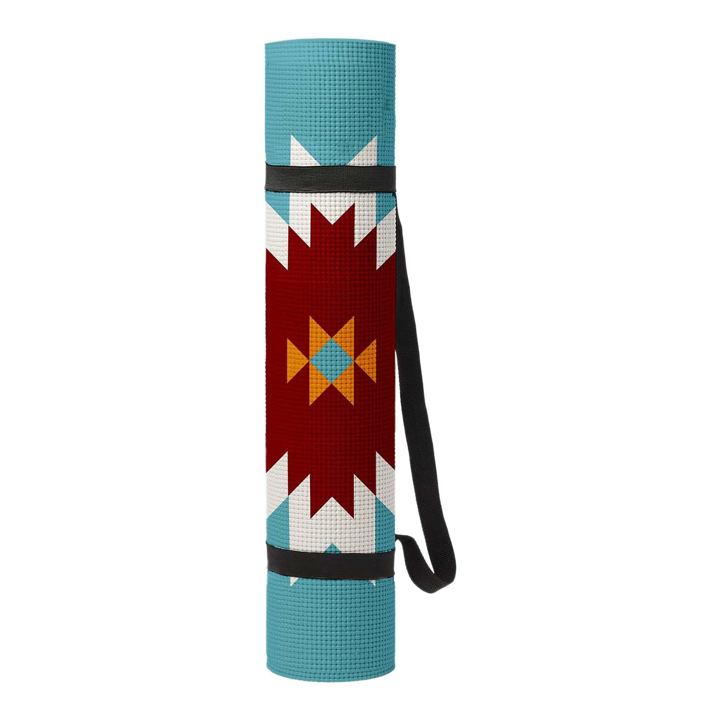 DOIY - Esterilla de Yoga Antideslizante - Estampado de Alfombra Navajo - Equipada con Cojín de Apoyo - Asas para Transporte - Esterilla de Pilates Gruesa - Colchoneta de Ejercicios - 60x173x0,6 cm