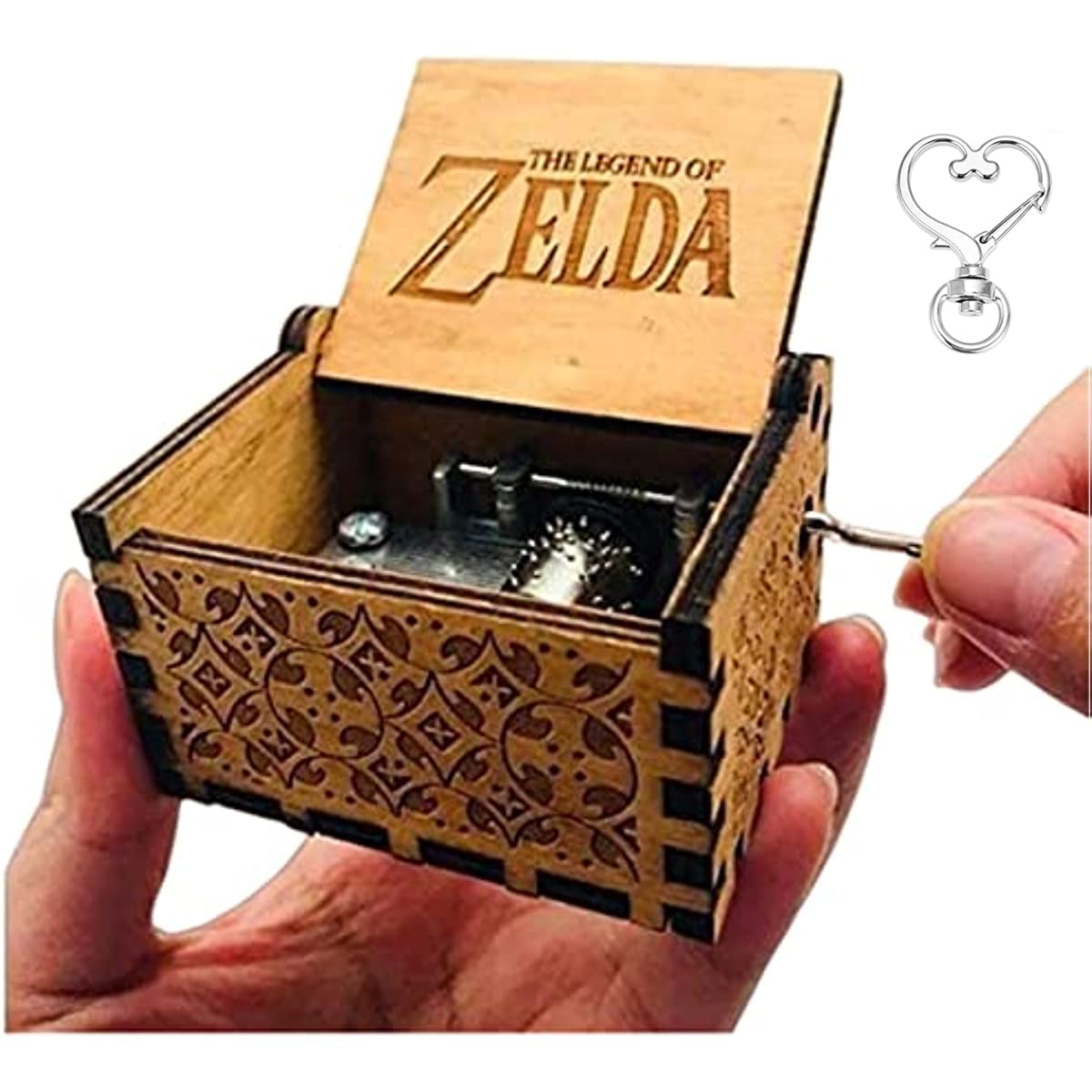 Cuzit The Legend of Zelda Movie Theme Antique Carved Music Box Hand Crank Wooden Musical Box Toy