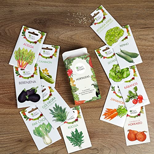 Kit Semillas Verduras: 12 Variedades de Semillas de Hortalizas para plantar – Semillas Huerto – Semillas Verduras – Tomate, Lechuga – OwnGrown Plantas