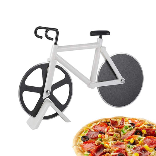 TDCQ Corta Pizza Bicicleta,Bicicleta Cortador de Pizza,Cortapizzas Profesional,Pizza Cutter Wheel,Corta Pizza Divertido,Cortapizzas,Cortador de Pizza Acero Inoxidable (Blanco)