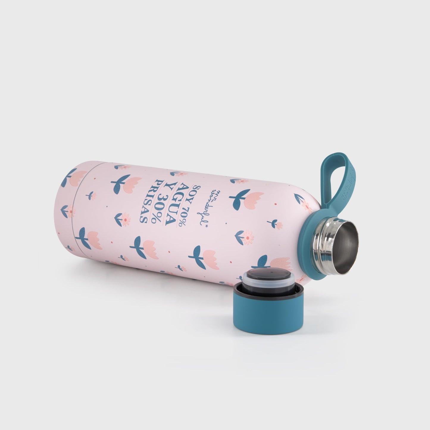 Mr.Wonderful - Botella térmica - Soy 70% agua y 30% prisas - Regalo Día de la Madre - Botella térmica realizada en acero inoxidable 304 de doble capa - Capaciadad: 550 ml