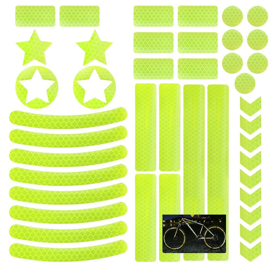 Hillylolly Pegatinas Reflectantes Bicicleta, Adhesivos Reflectantes, 42pcs Reflectores Adhesivos, Cintas Reflectantes para Moto, Stickers Reflectantes, Pegatina Reflectante Casco Bicicleta (Amarillo)