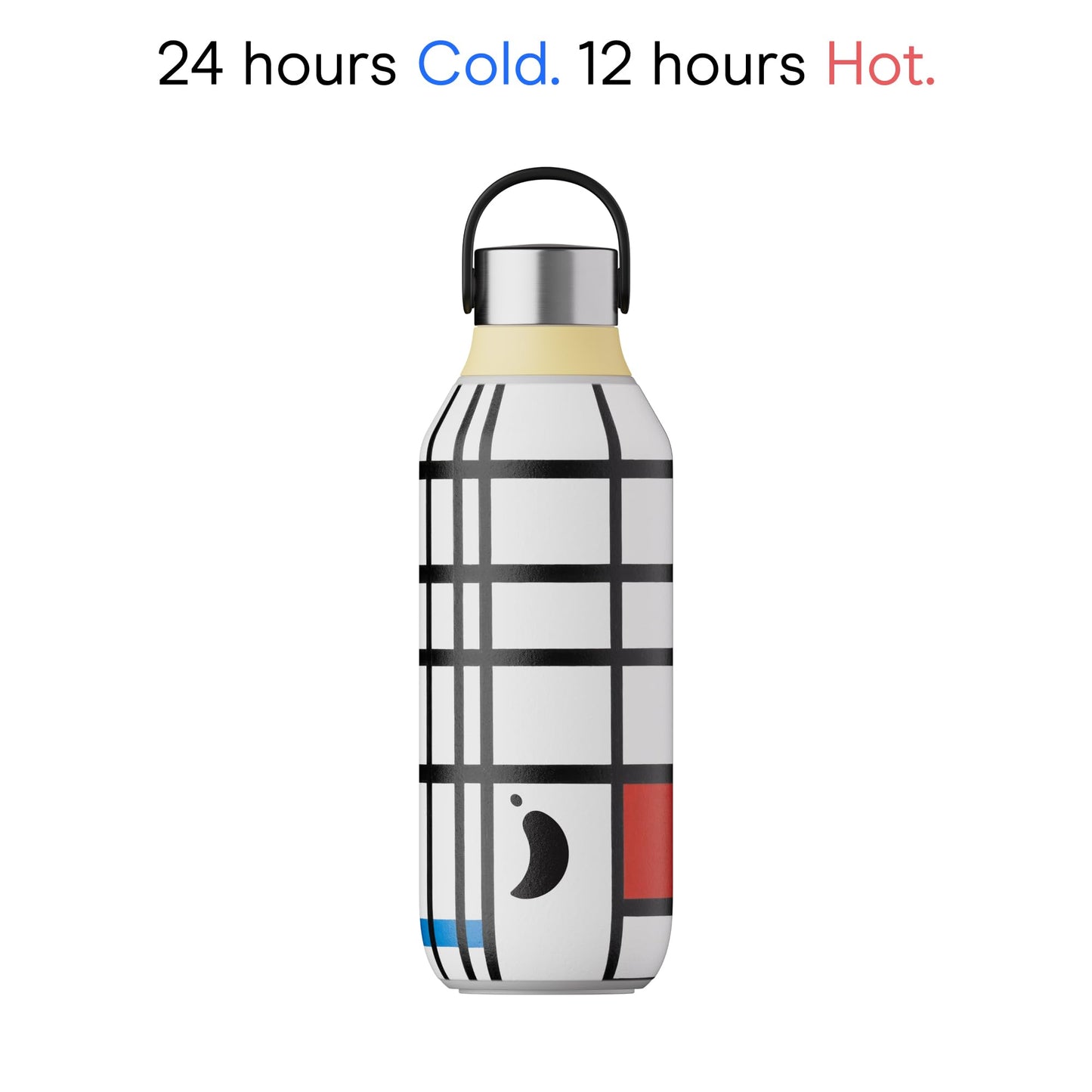 Chilly's Bottle Serie 2 - Botellas térmicas de Acero Inoxidable con gollete Suave y asa - Tate - Piet Mondrian, 500ml