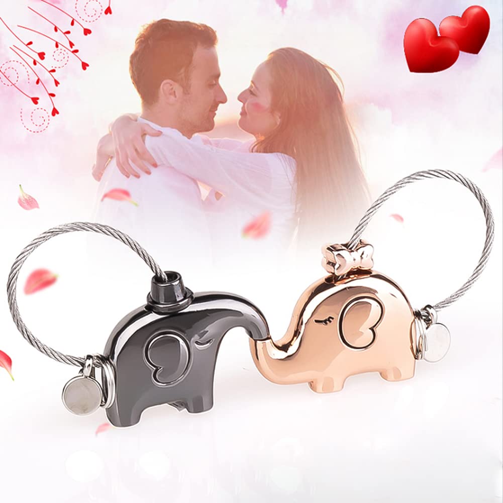 Llavero Pareja, 1 par de Lindos Elefantes con Hermosa Caja de Regalo para Valentines Regalo para San Valentín, Cumpleaños, Navidad, Bodas