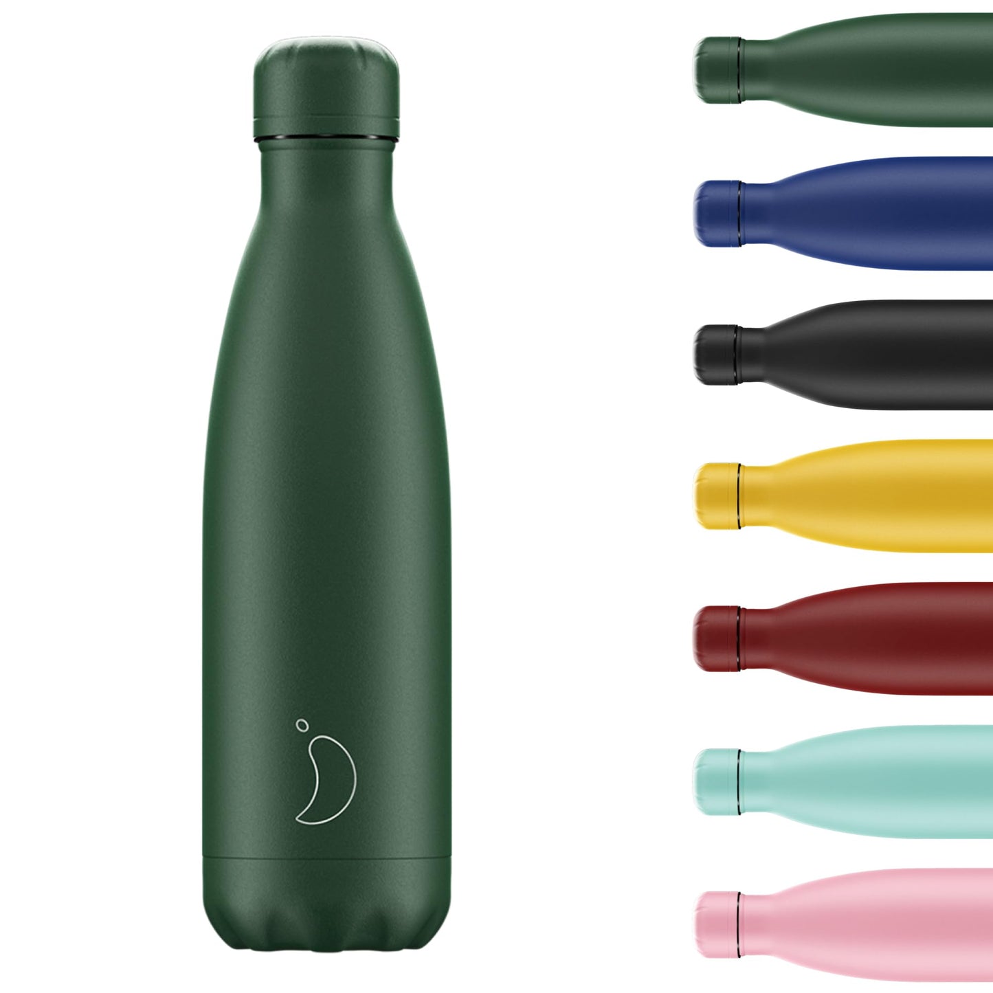 Chilly's Botella de Aqua - Acero Inoxidable y Reutilizable - Prueba de Fugas, Libre de transpiración - Matte - All Green - 750ml