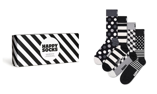 Pack Happy Socks blanco y negro – Geometría que pisa fuerte